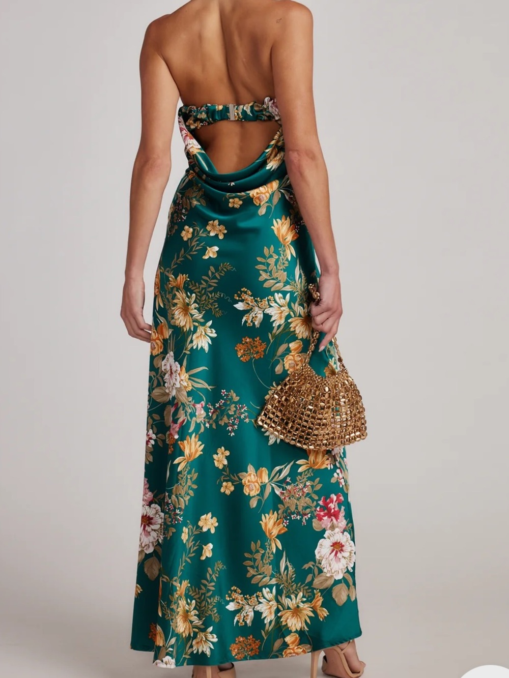12th Tribe Teal Strapless Floral Maxi Dress - Picture 2 of 7
